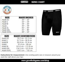 the growth of a game compression shorts sizing chart