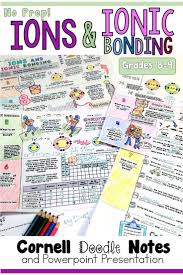 Ions And Ionic Bonding Cornell Doodle Notes Distance Learning Doodle Notes Ionic Bonding Science Teaching Resources