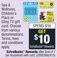 Buy children's place gift cards up to 5.5% off. Expired Cvs Buy 50 Select Gift Cards Get 10 Extrabucks Rewards The Children S Place Sling Tv Spa Wellness Gc Galore