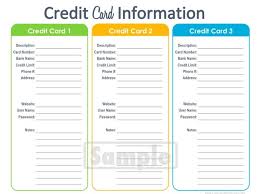 Credit Card Information Printable Editable Personal Finance Organizing Finance Organization Printables Finance Organization Personal Finance Organization