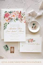 Blush Floral Wedding Invitation Boho Chic Wedding Invites Etsy Hochzeitseinladung Einladungen Hochzeit