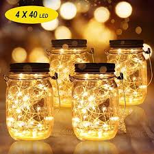 4 Stuck Solarlampen Aussen 40er Led Solar Licht Einmachglas Fur Garten Solarglas Lichterkette Leu Lichterkette Solar Licht Solarlampen