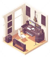 Vector Isometric Home Music Recording Studio Vector Illustration Eps Download Home Recording Studio Setup Music Studio Room Home Studio Music