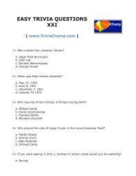 Pearl jam trivia questions and answers as well as very relaxing. Easy Trivia Questions Xxi Trivia Champ