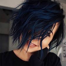 So, can you guess what it means for a woman to get midnight blue hair? Omg I M In Love With This Hair Color Hair Styles Short Hair Color Short Hair Styles