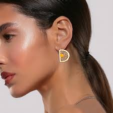 Yellow Agate Orange Slice Earrings