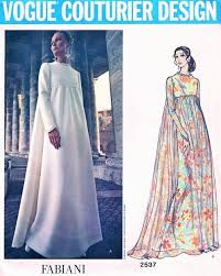 70s Fabiani Vogue Couturier Pattern 2537 Loose Fitting Empire Evening Dress With Sleeve Vintage Vogue Sewing Patterns Tent Dresses Pattern Vogue Dress Patterns