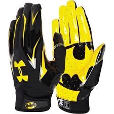Black And Gold Football Gloves Youth Under Armour Alter Ego Batman F4 Football Receiver Gloves Youth Kids Boys Nwt Batman Outfits Batman Love Batman Room