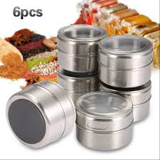 4 oz square glass spice jars, 5 jars, size 4 oz, empty square bottles, shaker lids, airtight metal caps, high quality lead free clear glass. 6 Pack Magnetic Spice Tins For Securing To Refrigerator Stainless Steel Multipurpose Jar Organizers Walmart Com Walmart Com