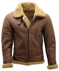 Infinity Men S Brown B3 Shearling Sheepskin Ww 2 Bomber Leather Flying Aviator Jacket Revie Mens Shearling Jacket Mens Leather Bomber Jacket Leather Jacket Men