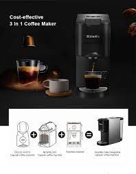 Once brewing is complete, the machine automatically ejects the capsule. Biolomix 3 In 1 Espresso Coffee Machine 19bar 1450w Multiple Capsule Coffee Maker Fit Nespresso Dolce Gusto And Coffee Powder Lazada Singapore