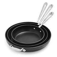 All Clad Ha1 Nonstick Set Of 3 Skillets 8 10 And 12 Sur La Table