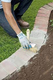 brick edging bordure jardin amenagement paysager devant maison bordure paysage