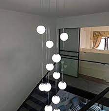 Bds Lighting 12 Glass Balls Staircase Chandelier Modern Pendant Lights For Villa Chandeli Living Room Lighting Glass Ball Pendant Lighting Staircase Chandelier