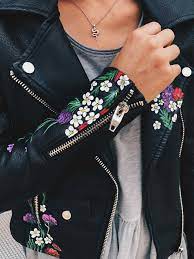 Dtkaustin Shares Her Ultimate Diy Project How To Paint One Of Your Old Faux Leather Jackets Leather Jacket Dress Painted Leather Jacket Leather Jackets Women