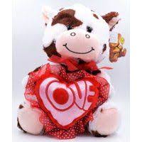 Valentine S Day 10 5 Cow White Brown Light Up Plush Holding A Heart Love Message With Musical Song Stuffed Animal Animal Plush Toys Plush Animals Animals