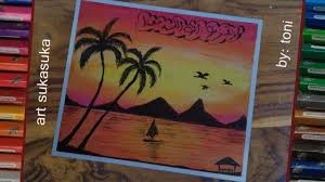 Kaligrafi Arab Dan Sunset In The Sea Cara Menggambar Mudah Dengan Crayo Cara Menggambar Kaligrafi Ruang Menggambar