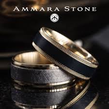 Black And Gold Mens Wedding Ring Pin On Ammara Stone