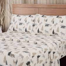 Mainstays 4 Piece Flannel Sheet Set Grey Wilderness Queen Walmart Com