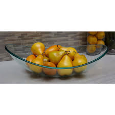 Litton Lane 22 In Boat Shaped Clear Glass Decorative Bowl 72287 The Home Depot Decorative Bowls Glass Bowl Decor Green Glass Bowls