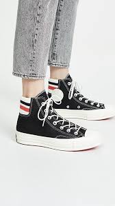 Black And White Striped Converse High Tops Converse Chuck 70 Retro Stripe High Top Sneakers High Top Sneakers High Tops Sneakers