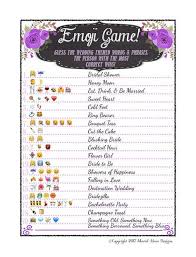 Bridal Shower Emoji Game Fun Unique Games Diy Pdf Wedding Personalized Chalkboard Purple Floral Flower Theme Emoticon Pictionary Bridal Shower Bridal Shower Games Emoji Games
