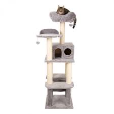 Cat Tree House Bed Kitten Hammock Sisal Scratching Post Grey Play Den Home Cave Ebay Cat Tree House Tree House Bed Hammock