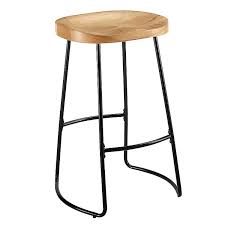 Eclife bar stools saddle seat solid wood backless faux leather kitchen counter stool with foot plate, set of 2 (black, 24 inch high). Tractor Wood Seat Metal Base Bar Stool Kirklands