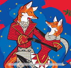 Dancing Foxes Red Fox Animal Stars Night Sky Whimsical Etsy Pet Fox Art Whimsical Illustration