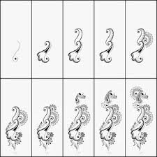 Progressive Drawing Of Arabic Inspired Henna Motif Beginner Henna Designs Henna Drawings Simple Henna