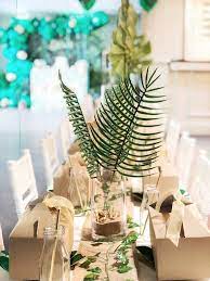 Oscar themed table decorations using golden rimmed accessories. Kara S Party Ideas Modern Jungle Birthday Party Kara S Party Ideas