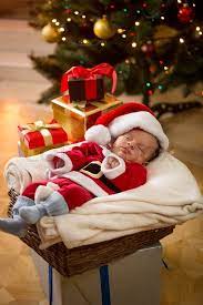 Cute Baby Boy In Santa Costume Sleeping Stock Image Colourbox