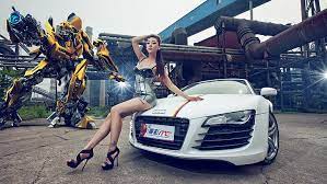 Maybe you would like to learn more about one of these? Hd Wallpaper White Audi R8 Girl Bumblbee Michael Bay Transformer Chinese Wallpaper Flare