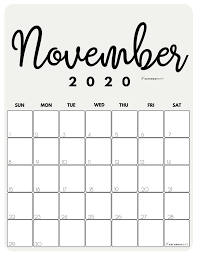 Cute Free Printable November 2020 Calendar Saturdaygift In 2020 November Calendar Calendar Printables December Calendar