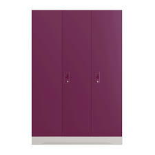 Clever modern design, this medium height cabinet has 3 cupboard doors, 3 open shelves, and a handy. Buy Slimline 3 Door Steel Almirah Locker Body In Purple Godrej Interio