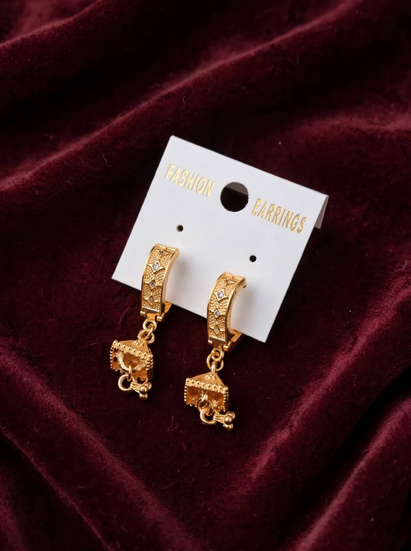 Gold Plated Traditional Jhumka Drop Hoop Earrings for Wome product image