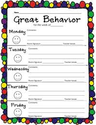 Elementary Weekly Behavior Chart