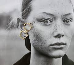 Gold Creole Hoop Earrings With Trinity Ball Stud Accents, Gold Plated