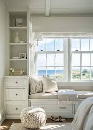A wide variety of bedroom bench options are available to you, such as appearance, specific use. A White Built In Window Bench Is Placed In A Recessed Niche Of A Cottage Style Master Bedroom Topped With Beige Linen C Bedroom Window Seat House Interior Home