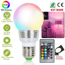 E26 E27 16 Colors Changing 3w Led Light Bulb Rgb Magic Lamp Ir Remote Control For Sale Online