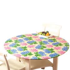 Blue and white checked tablecloth. Collections Etc Patterned Fitted Table Cover With Soft Flannel Backing And Durable Wipe Clean Vinyl Construction Hydrangea Round Walmart Com Walmart Com