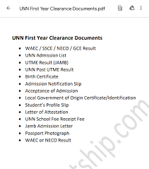 Print your jamb admission letter yourself. Unn First Year Clearance Documents Procedures For New Students Studentship