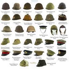 Japanese Covers And Helmets Used During World War 2 By Their Military Wwii Uniforms World War Military Hat