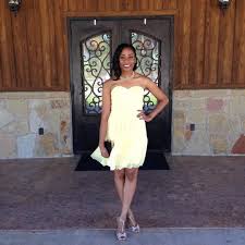 David S Bridal Bridesmaid In A Short Strapless Canary Yellow Chiffon Bridesmaid Dress P Bridesmaid Dress Colors Bridesmaid Dresses Champagne Bridesmaid Dresses