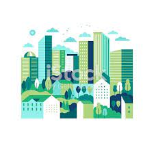 Vector Illustration In Simple Minimal Geometric Flat Style City Vector Illustration Illustration Landscape Illustration