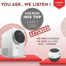 Use custom templates to tell the right story for your business. Cuckoo Brunei Yes We Heard You We Will Be Extending Our Iris Top Promotion To 100 More Customers Enjoy Our Sleek Monochrome Mild Alkaline Water Purifier Paired With Our Multi Cooker For