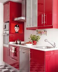 Kitchen Simple Red Kitchen Design With Black And White Floor Red Red And White Kitchen Red Kitchen Kitchen Cupboard Designs