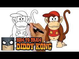 How To Draw Diddy Kong | Awesome Step-By-Step Tutorial - Youtube | Easy  Cartoon Drawings, Diddy Kong, Drawings