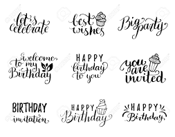 지구에서 우주에서 제일 사랑합니다 jigueseo wujueseo jeil saranghamnida in the earth and whole universe, i love you most. Vector Happy Birthday Hand Lettering Collection Big Party Best Royalty Free Cliparts Vectors And Stock Illustration Image 79888013