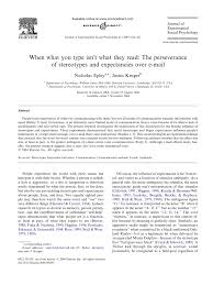 Profesjonalne doradztwo przy wyborze wyposażenia kuchennego, szeroki wybór i atrakcyjne ceny. Pdf When What You Type Isn T What They Read The Perseverance Of Stereotypes And Expectancies Over E Mail